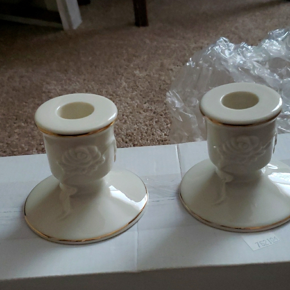 Lenox Rose Blossom candle stick holders